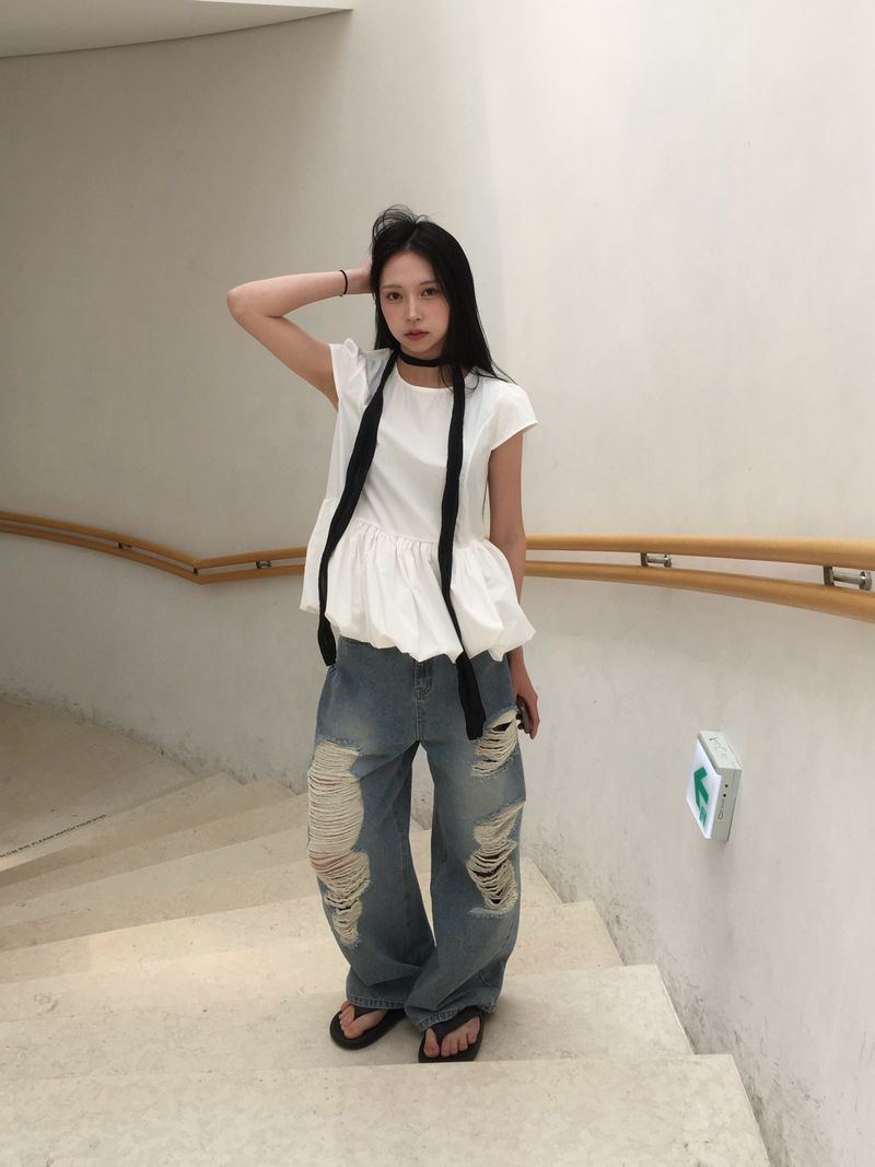 Has Balloon Puff Blouse (3c)