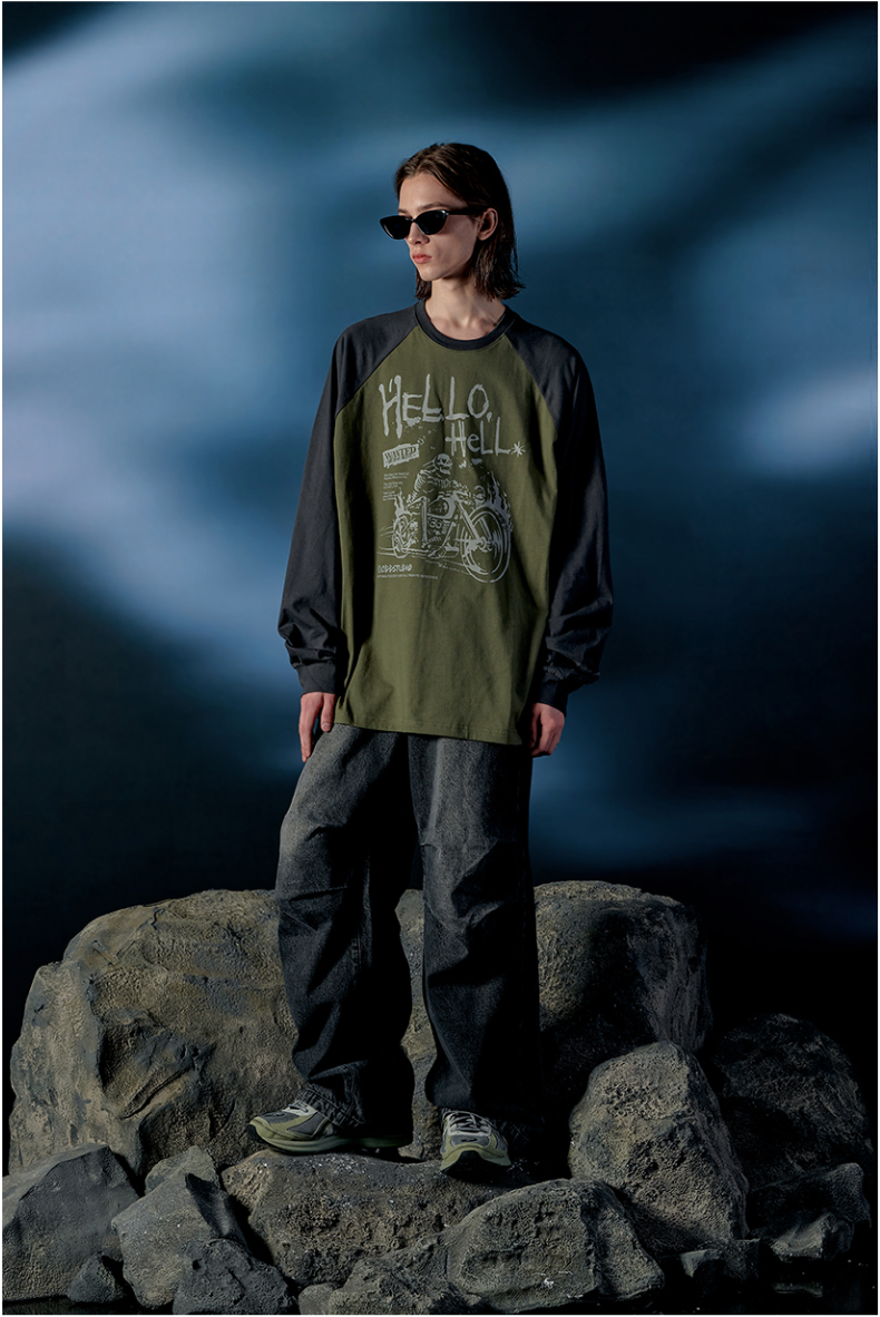 Hello Hell Raglan Oversized Fit Long Sleeve