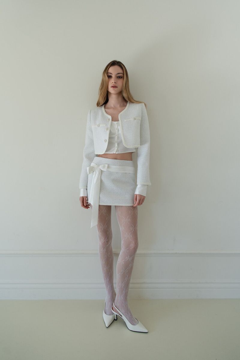 [Seow] Glow Tweed Cropped Jacket