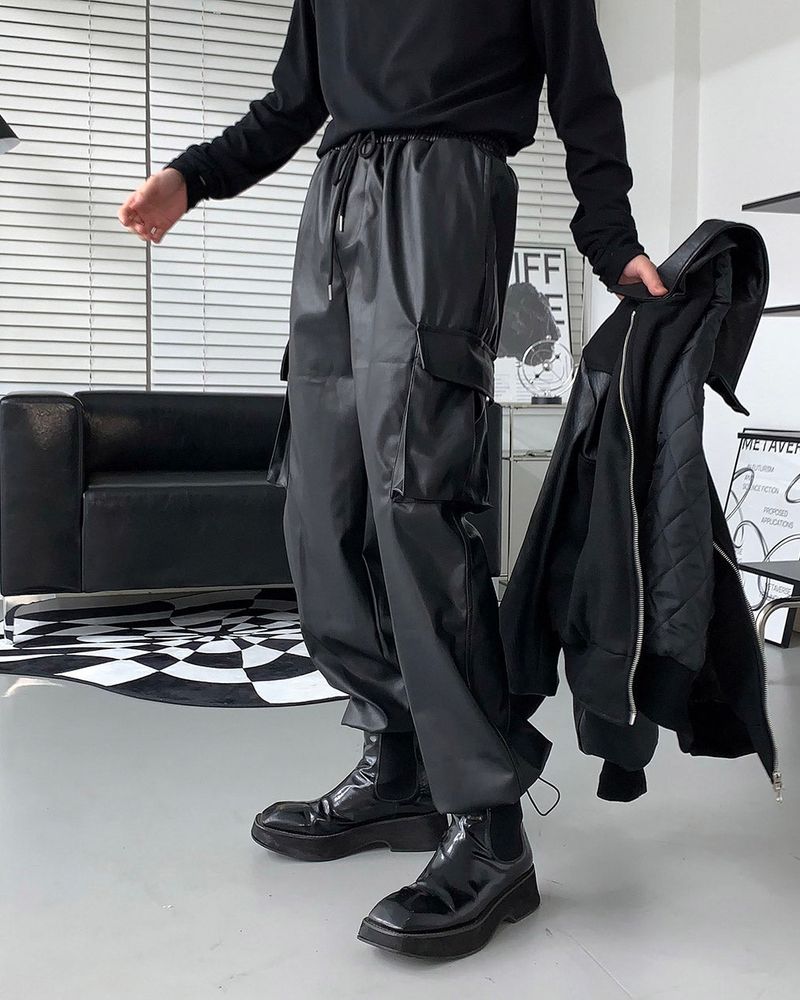 RU Vegan Leather String Cargo Pantsヴィーガン