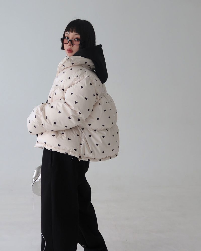 Heart crop short padded coat