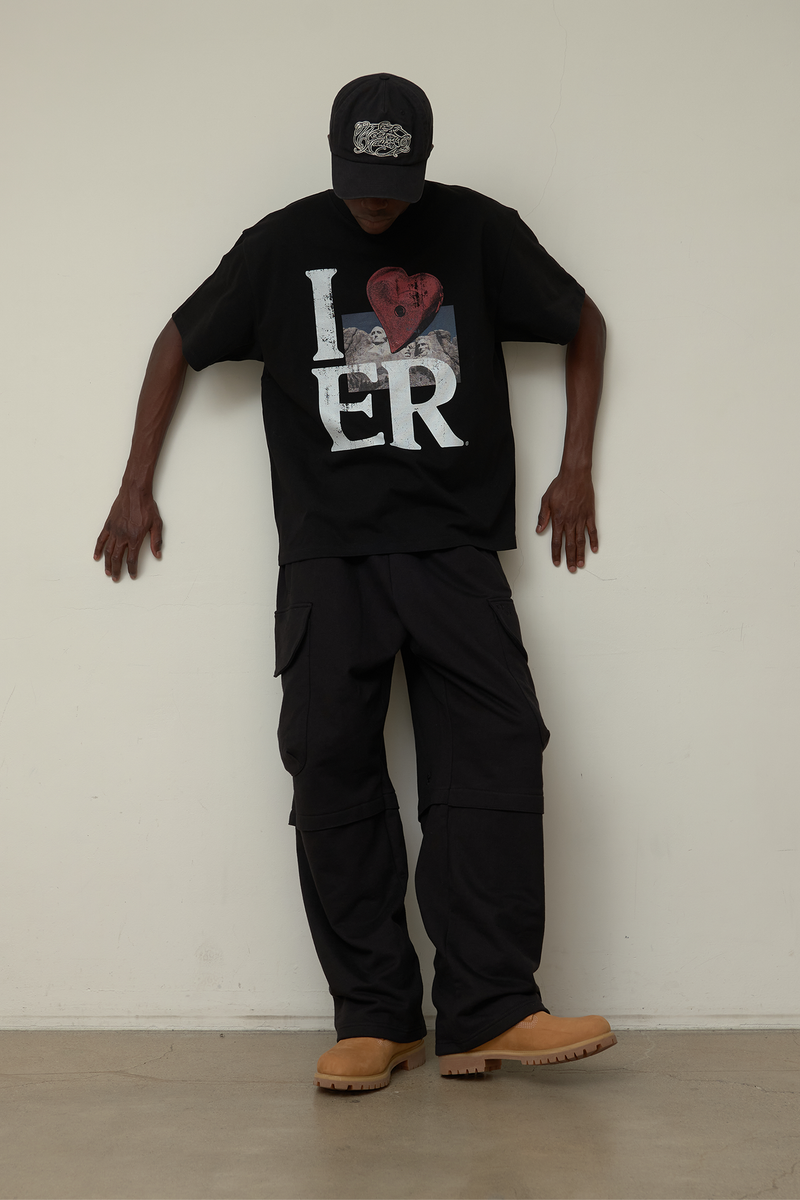ER(EEERRR)（イーアール）の「Back point shirring cargo sweat pants (Black)（Pants）」