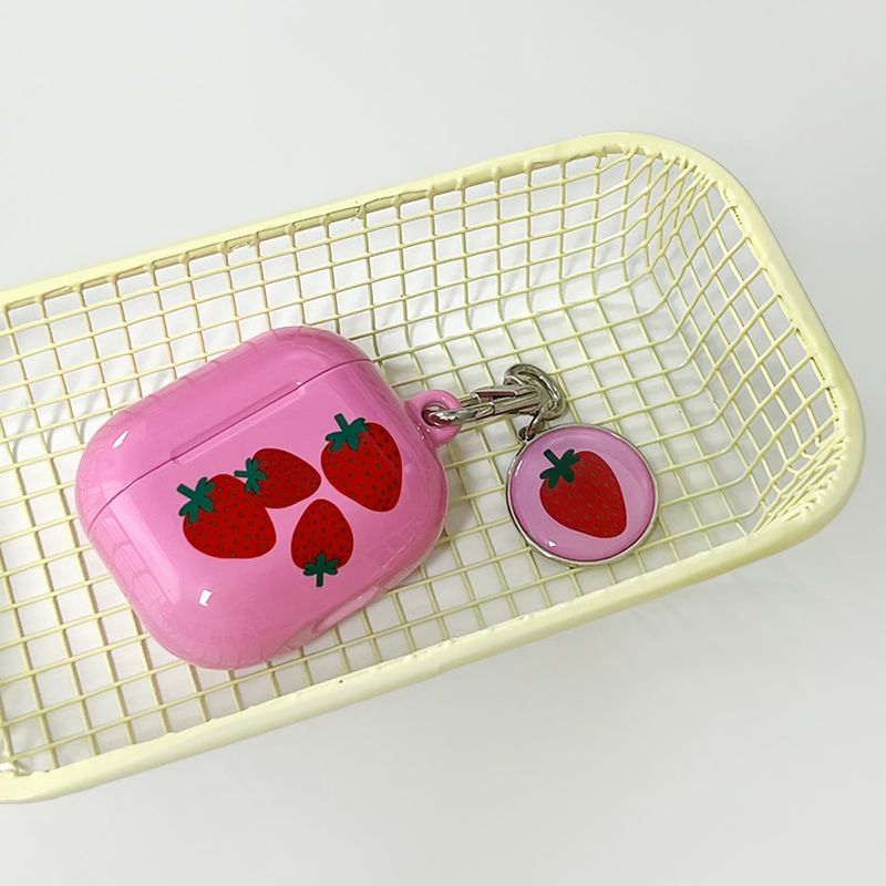 strawberry epoxy keyring(pink)