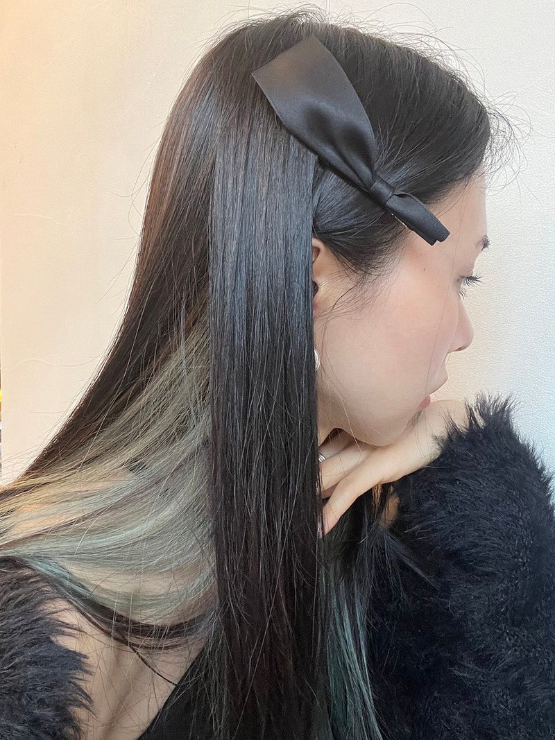 Black ribbon tie hair pin (2set)