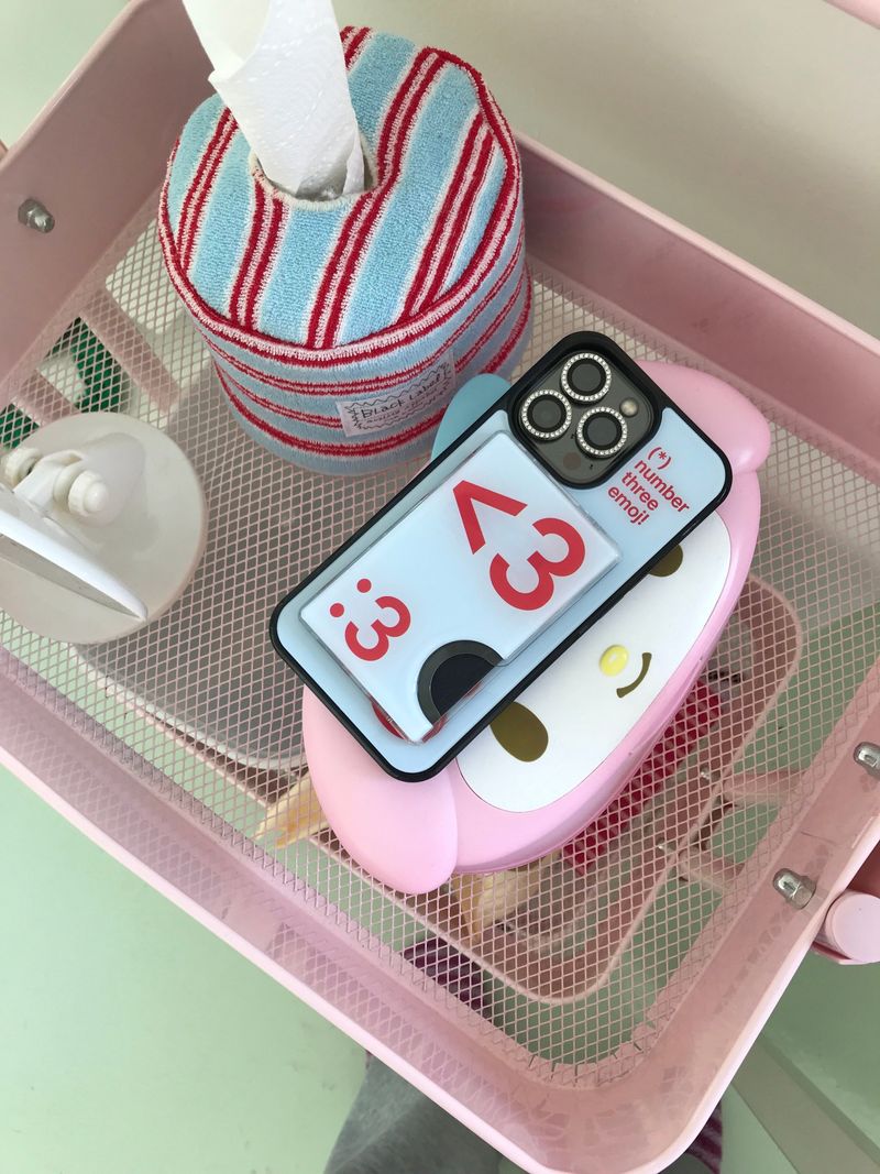 [MADE] Number 3 emoji case + card slot (Sky blue)