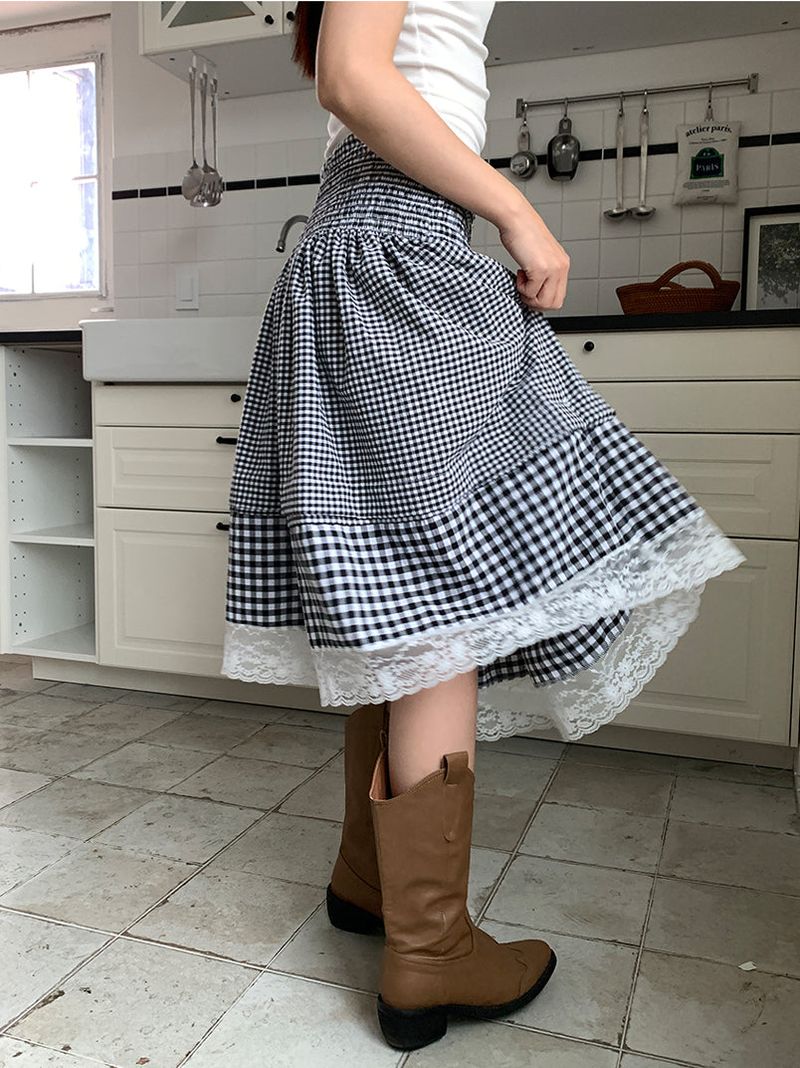 SMOKE BANDING CHECK SKIRT (2C)