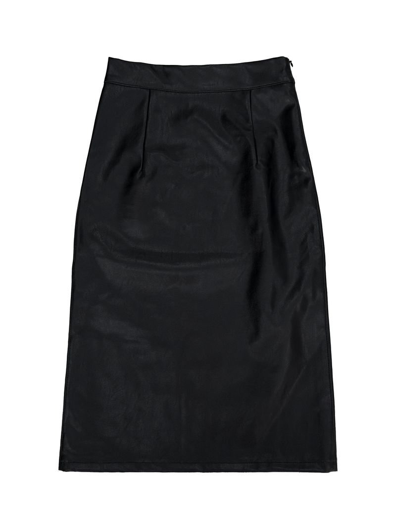noir slit midi leather skirt