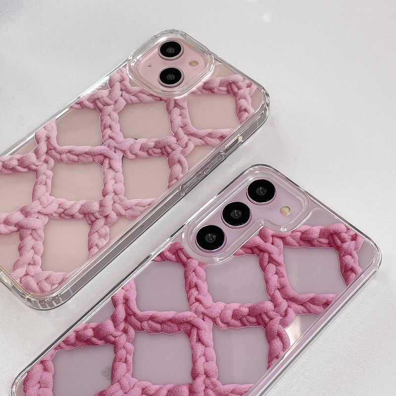 CROCHET NET PHONE CASE_PINK