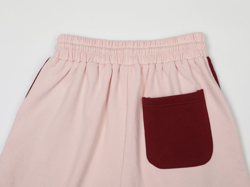 CONTRAST SLIT SHORT SWEATPANTS (PINK)