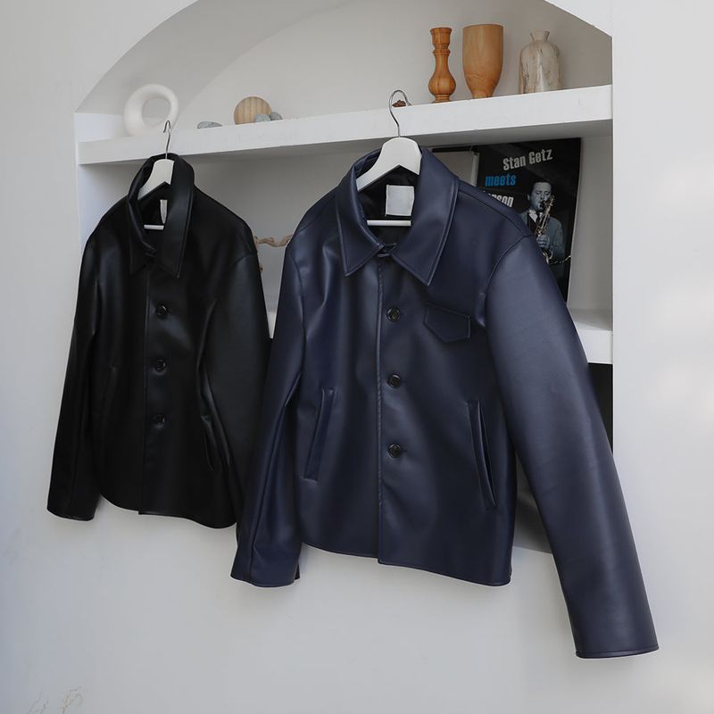 Pleddy Crop Leather Jacket (2color)
