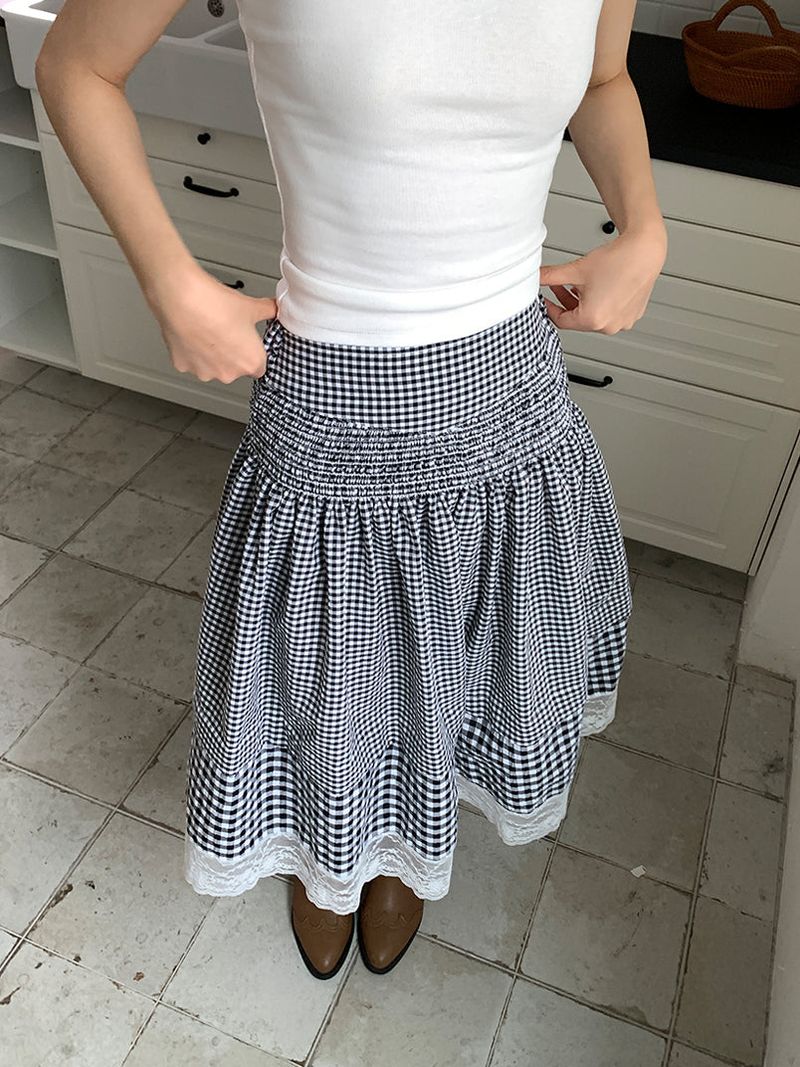SMOKE BANDING CHECK SKIRT (2C)