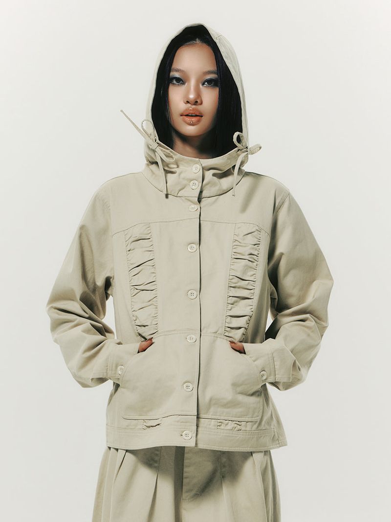 NYXX（エヌワイエックスエックス）の「COTTON SHIRRING HOOD JACKET BEIGE（Jackets/Outerwear）」