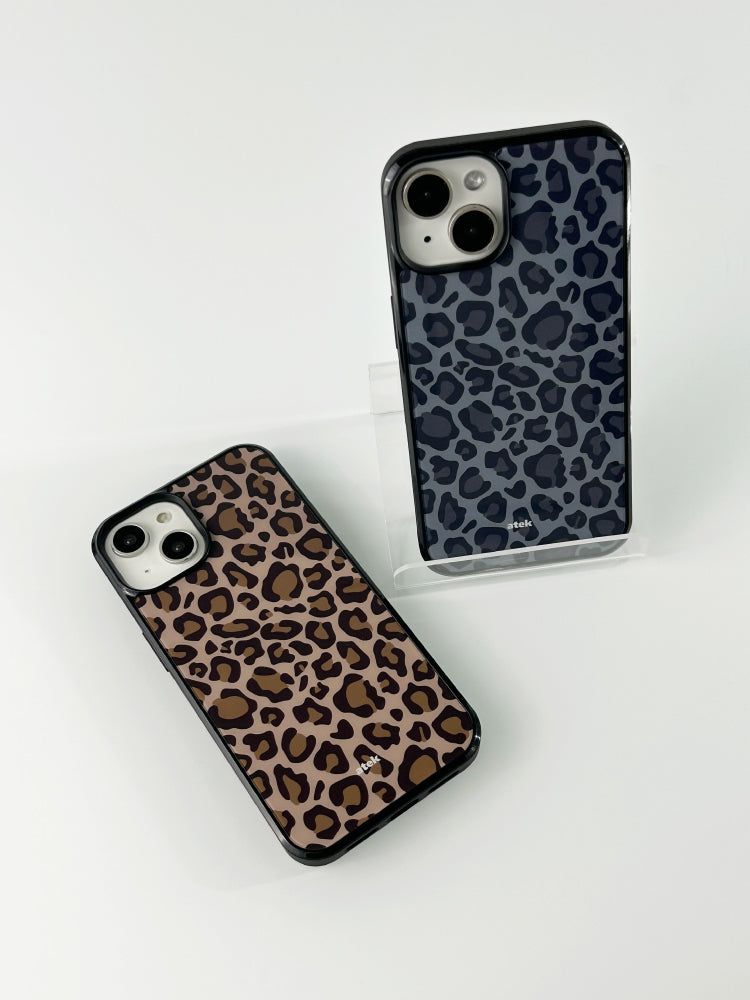 Leopard Magsafe Glass Bumper Case(Grey)