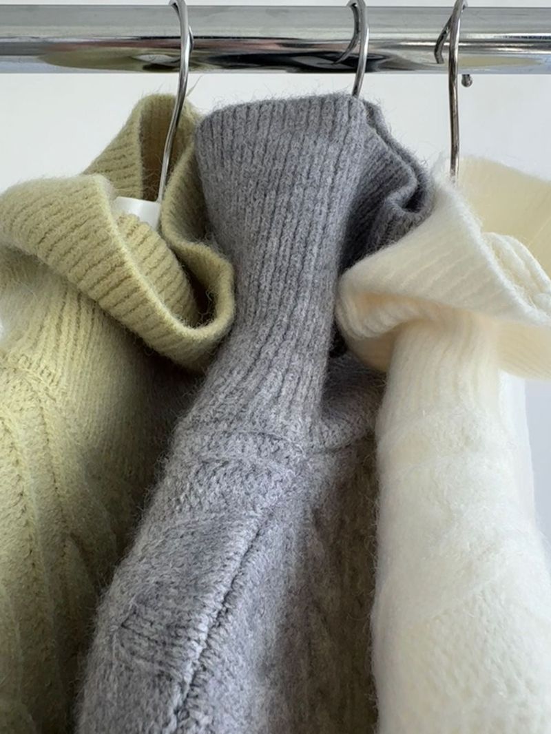 Jacquard Turtleneck Twisted Wool Knitwear