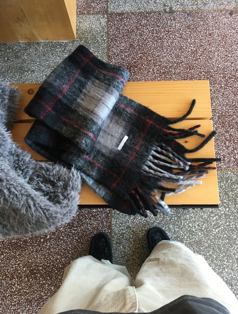No.1547 wool check muffler (4color)
