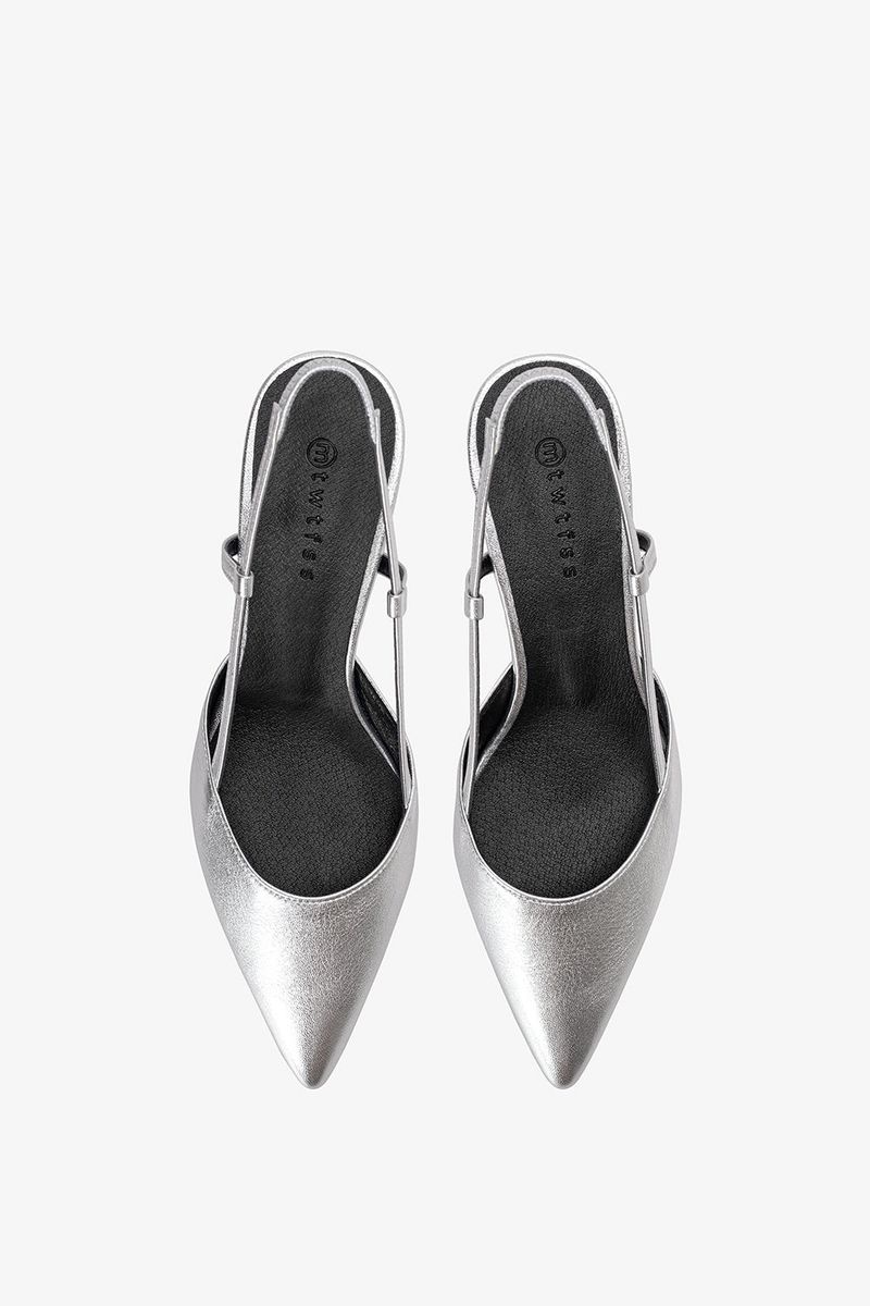 KITTEN SLINGBACK IN SILVER LINING