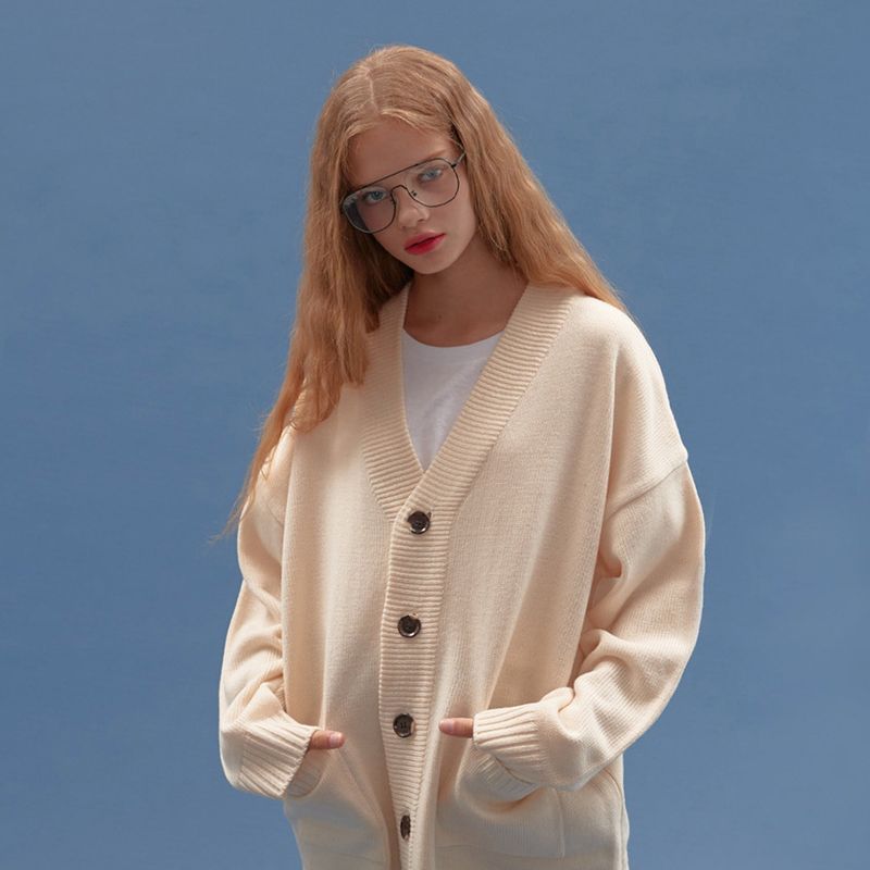 BASIC KNIT CARDIGAN_IVORY
