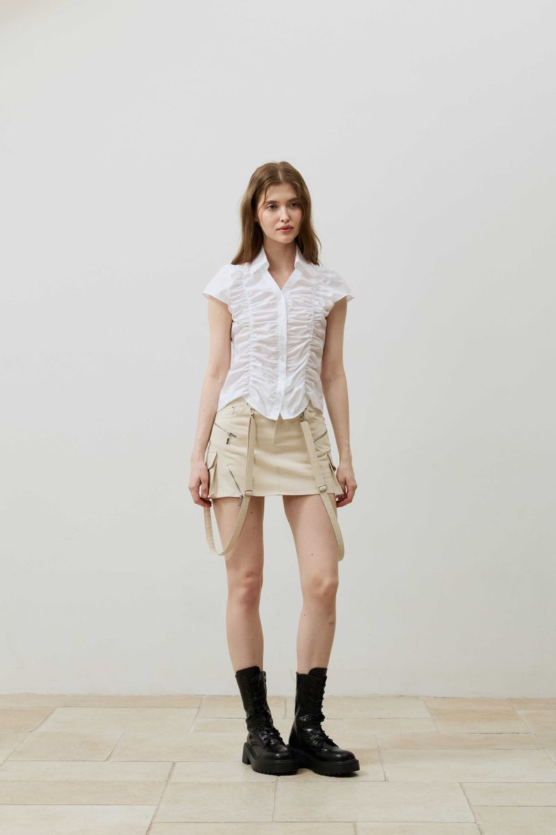 SYLPH SHIRRING SHIRT / WHITE