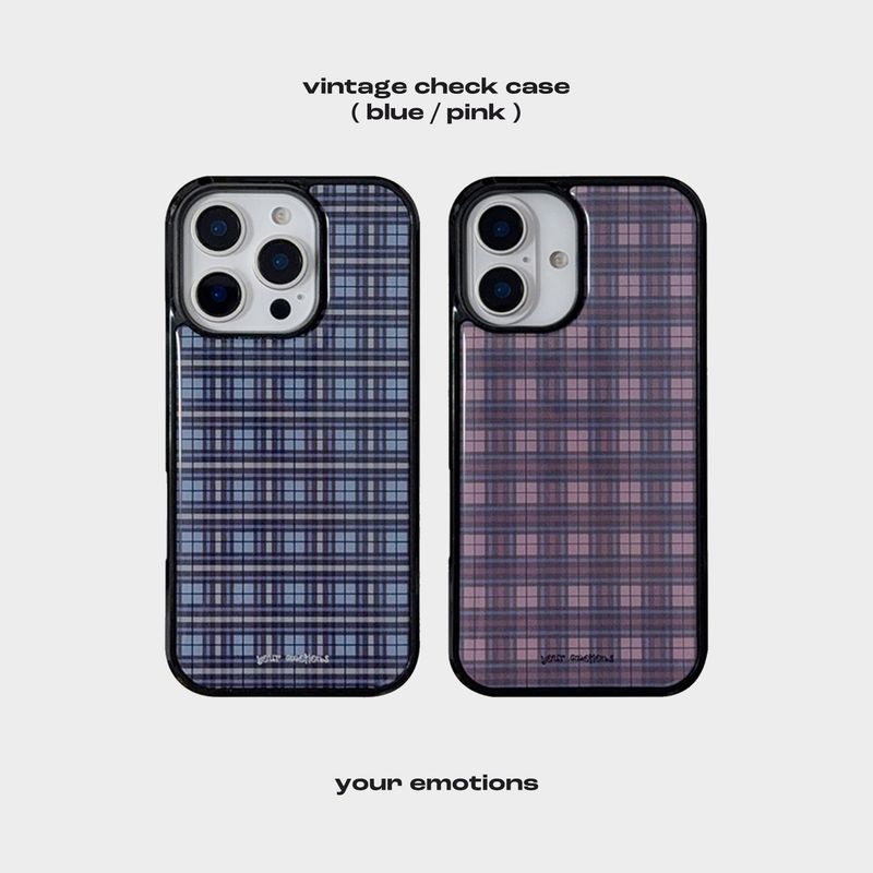your emotions(ユアーイモーション)の「vintage check case (blue, pink)(Smartphone Accessories)」