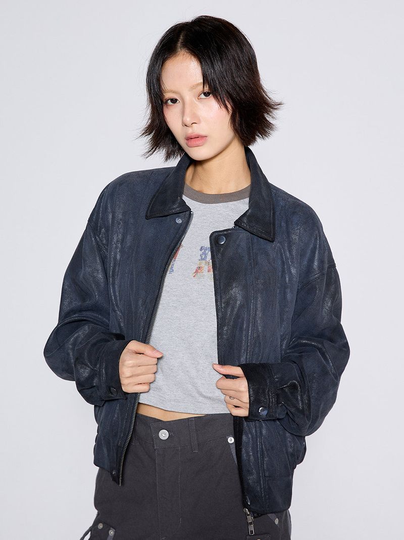 SUEDE WASHED JACKET / BLACK