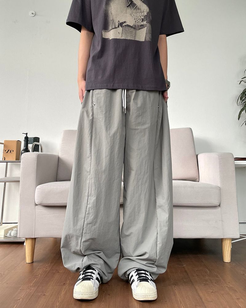 Side Snap Nylon Balloon Pants