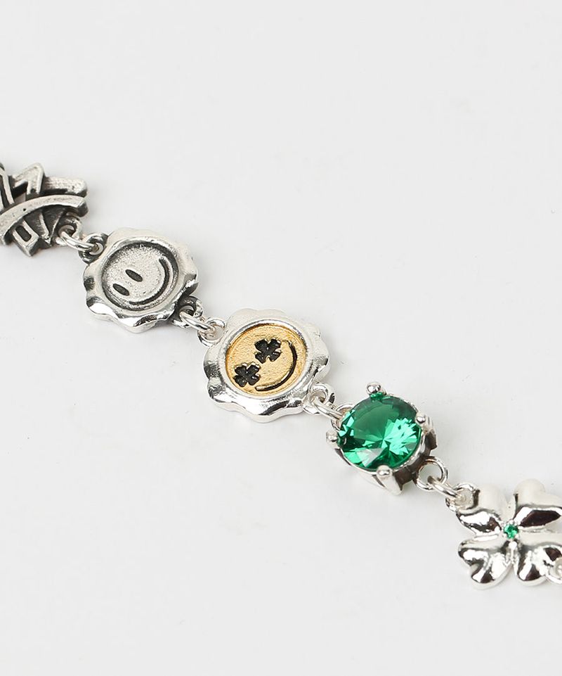 Clover smile cubic bracelet (925 silver)