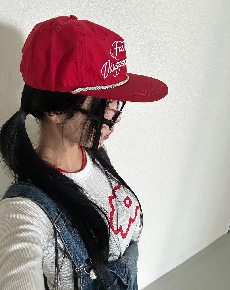 Red rope snapback ball cap