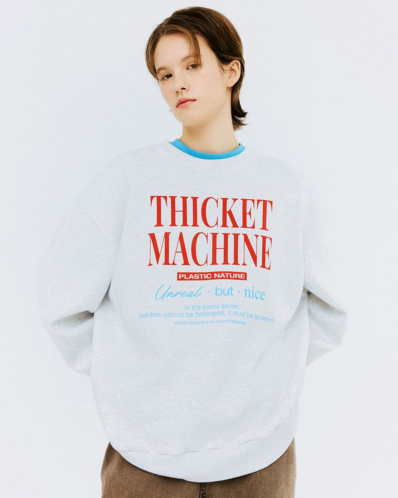 THICKET MACHINE TYPO SWEATSHIRT-WHITE MELANGE
