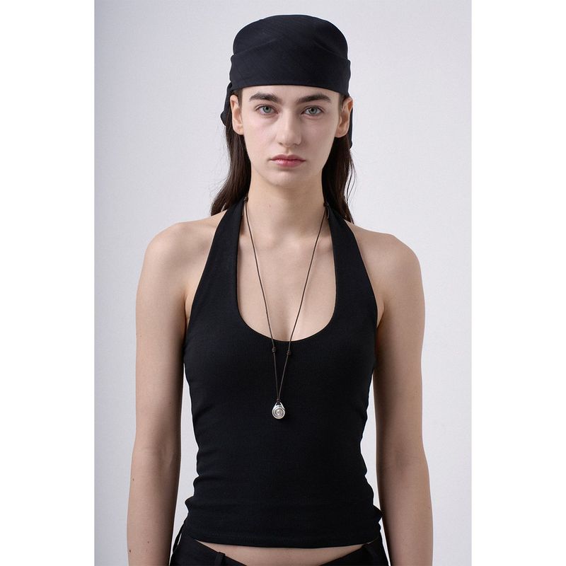  N.024/SHELL LEATHER NECKLACE_BROWN