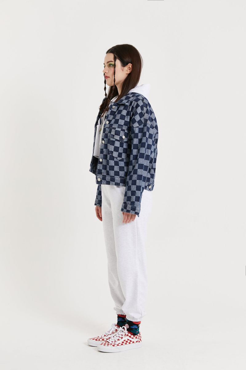 CHESS CHECK DENIM JUMPER_INDIGO