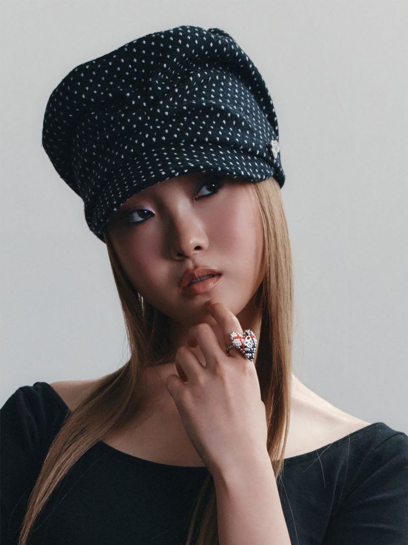 SOFIA CAP (POLKA DOT BLACK)