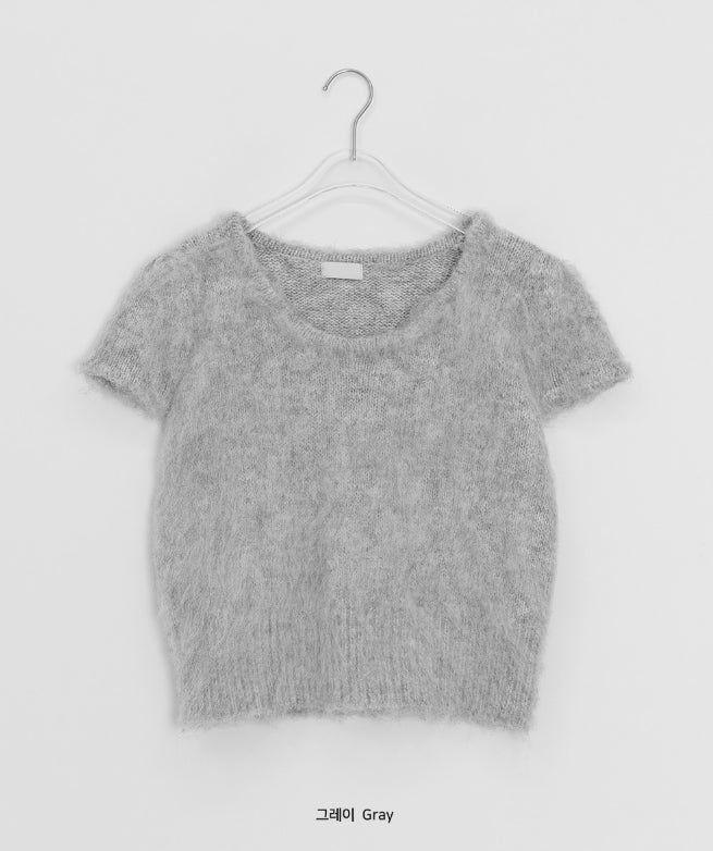 Sbit Round Hairy Short Sleeve Knit