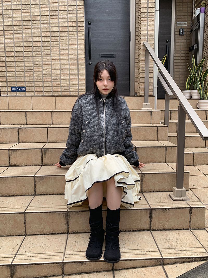 TAPE FLARE RIBBON SKIRT (2C)