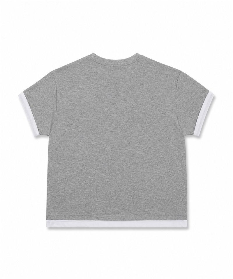 Layered Roll-Up Cropped T-shirt - Gray