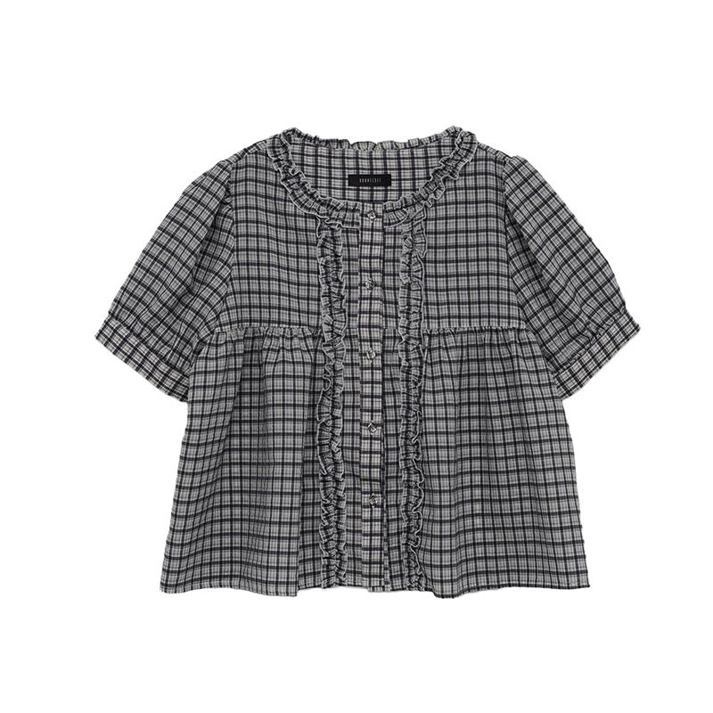 Check Frill Blouse (white)