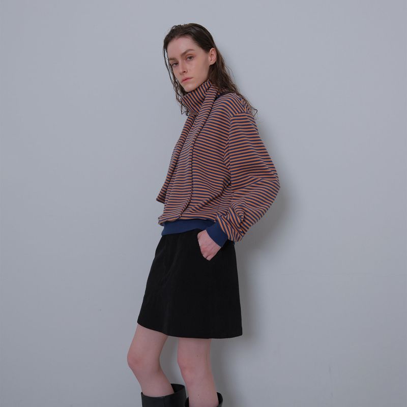 Orange/Navy Stripe Fleece Mufler