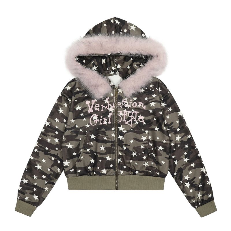 Cozy&Kitsch（コージーアンドキッチ）の「Rosaline Fur Hood Camo Zip-up 233256631（Tops）」