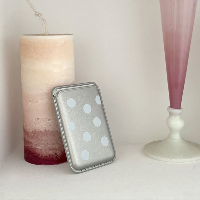 magsafe case dot silver leather card wallet set