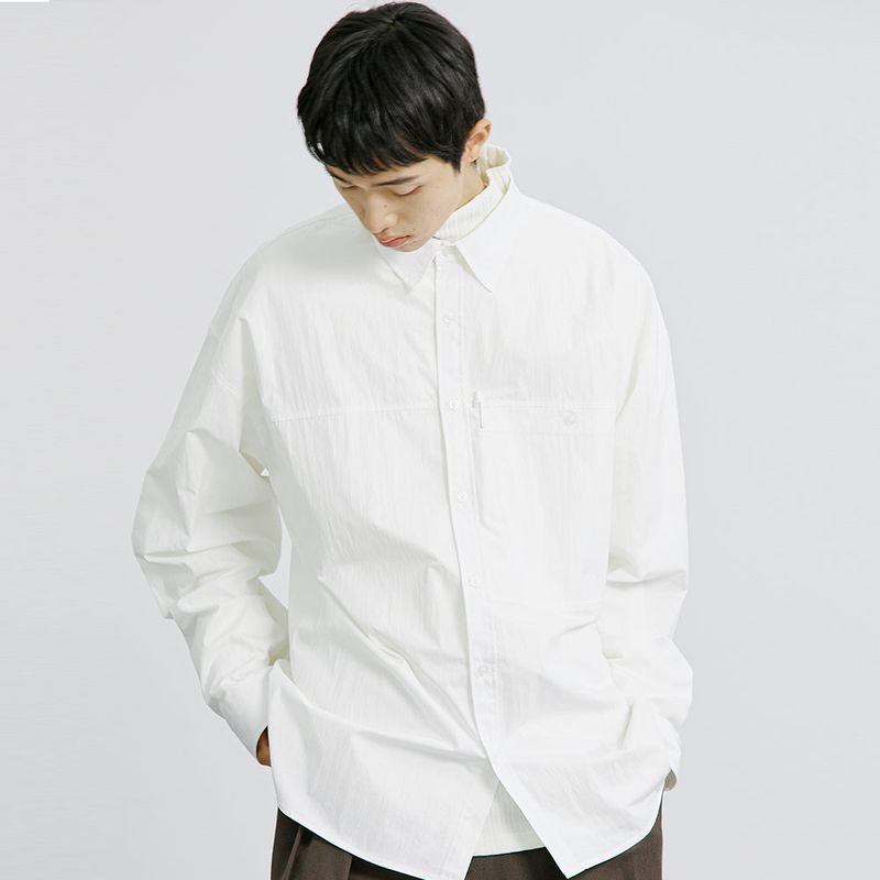 NYLON UTILITY POCKET LAUNDRY SHIRT WHITE