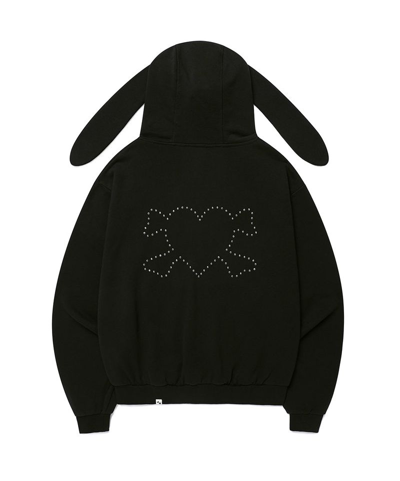 KITTEN EARS ZIP UP HOODIE BLACK(CV2GFFM484A)