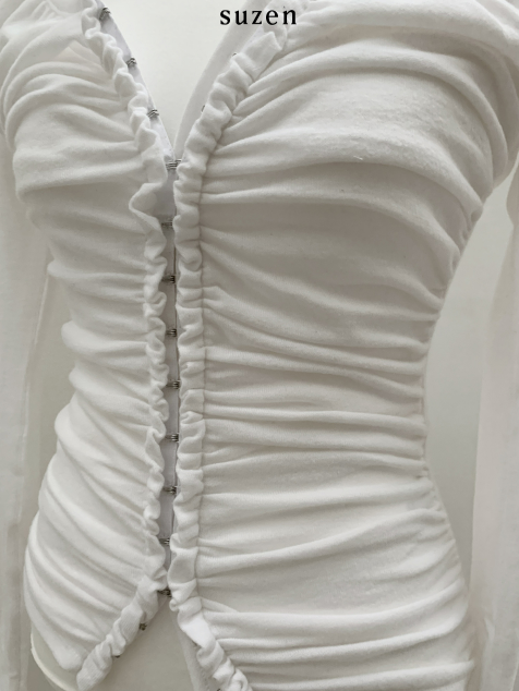 Lips shirring hook top (white)