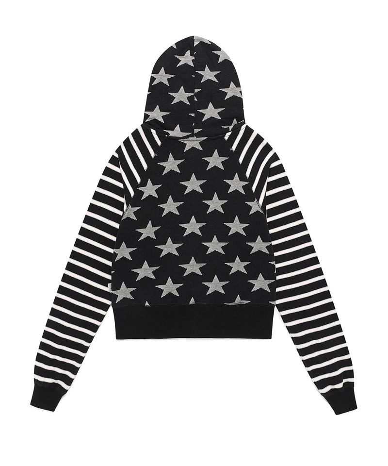 W RAGLAN STAR ZIP UP HOODIE BLACK(CV2FFFM482A)