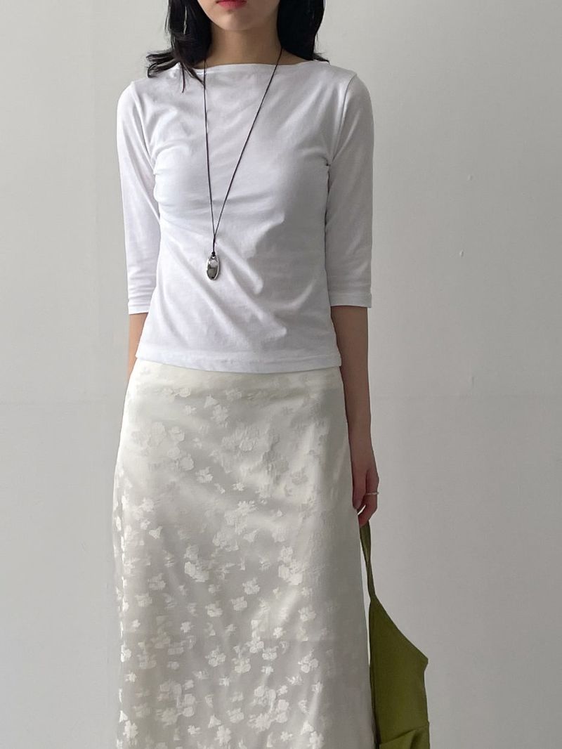 INCHANT ME(インチャントミー)の「Boatneck Cotton Three Quarter T-shirt(Tops)」