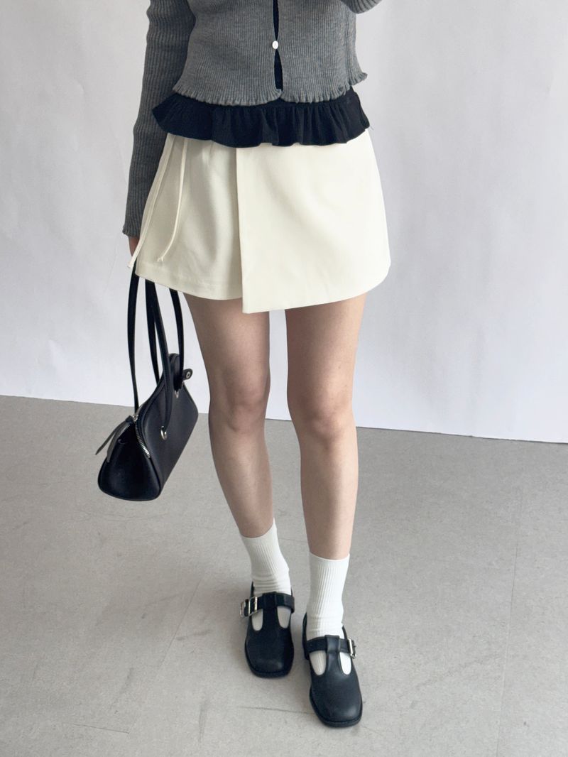 Vigent Wrap Elastic Waist Mini Skirt Pants
