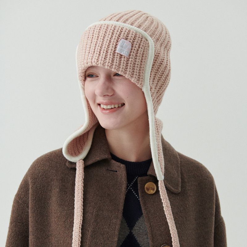ALLINCOMPLETE（オールインコンプリート）の「Edge Ear Flap Beanie (Indi Pink)（Hats）」
