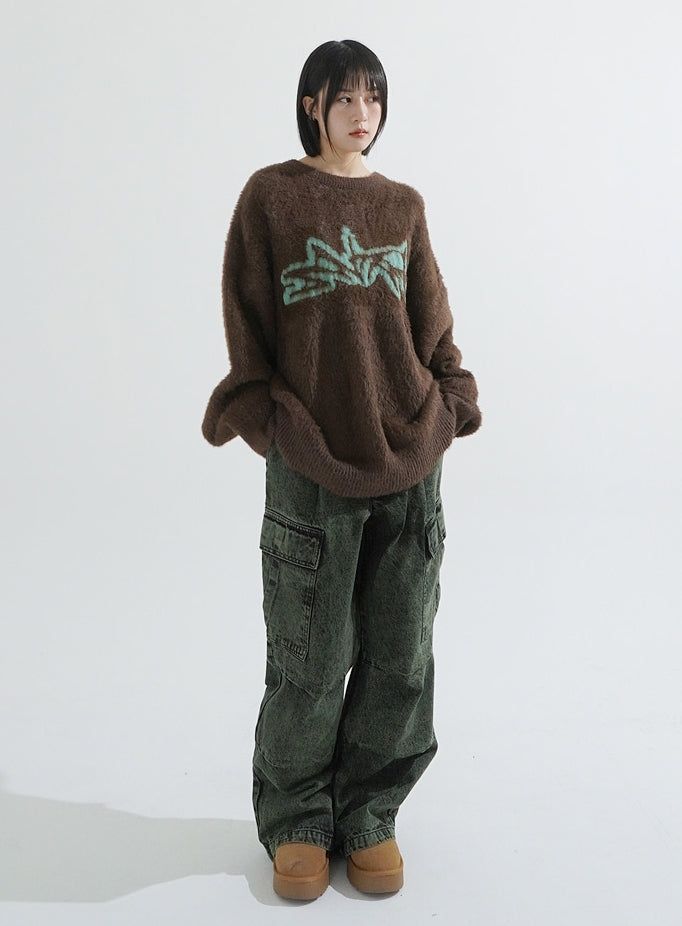 Ness pigment cargo denim pants
