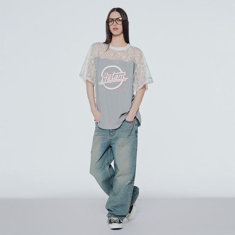 Fade-wash denim wide-leg jeans