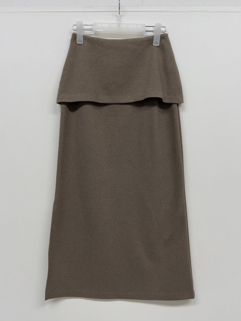 [Setup Available/FW] Lanba Ribbed Layered Long Skirt