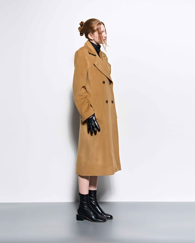 Wide Collar Oversized Double Wool Coat _ Camel