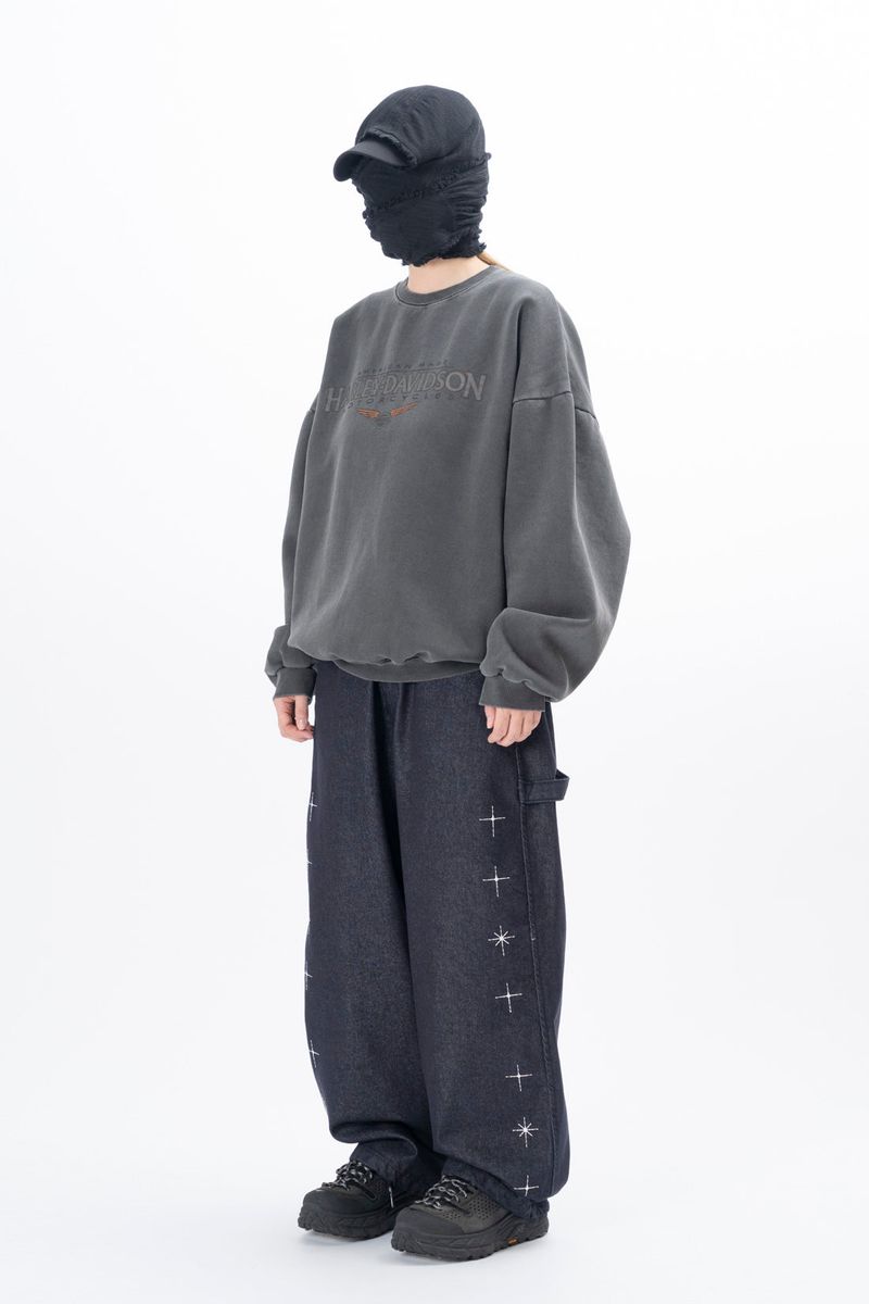 Gelly Embroidery Cross Carpenter Pants